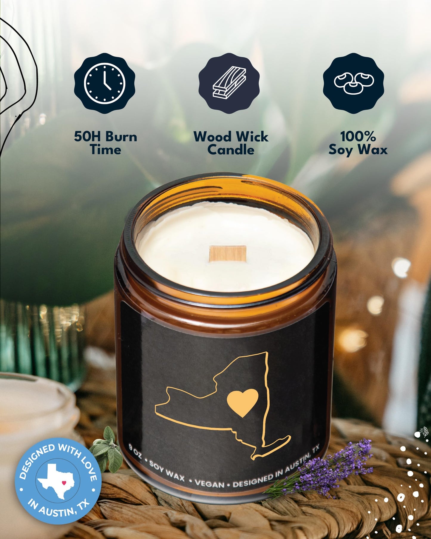 New York Candle, Sentimental House Warming Gifts for Women & Men, Unique New York Themed Souvenir, Ideal Moving Away and Home Sick Gifts, Perfect for Birthday, Christmas, Special Occasions, Gift Ready