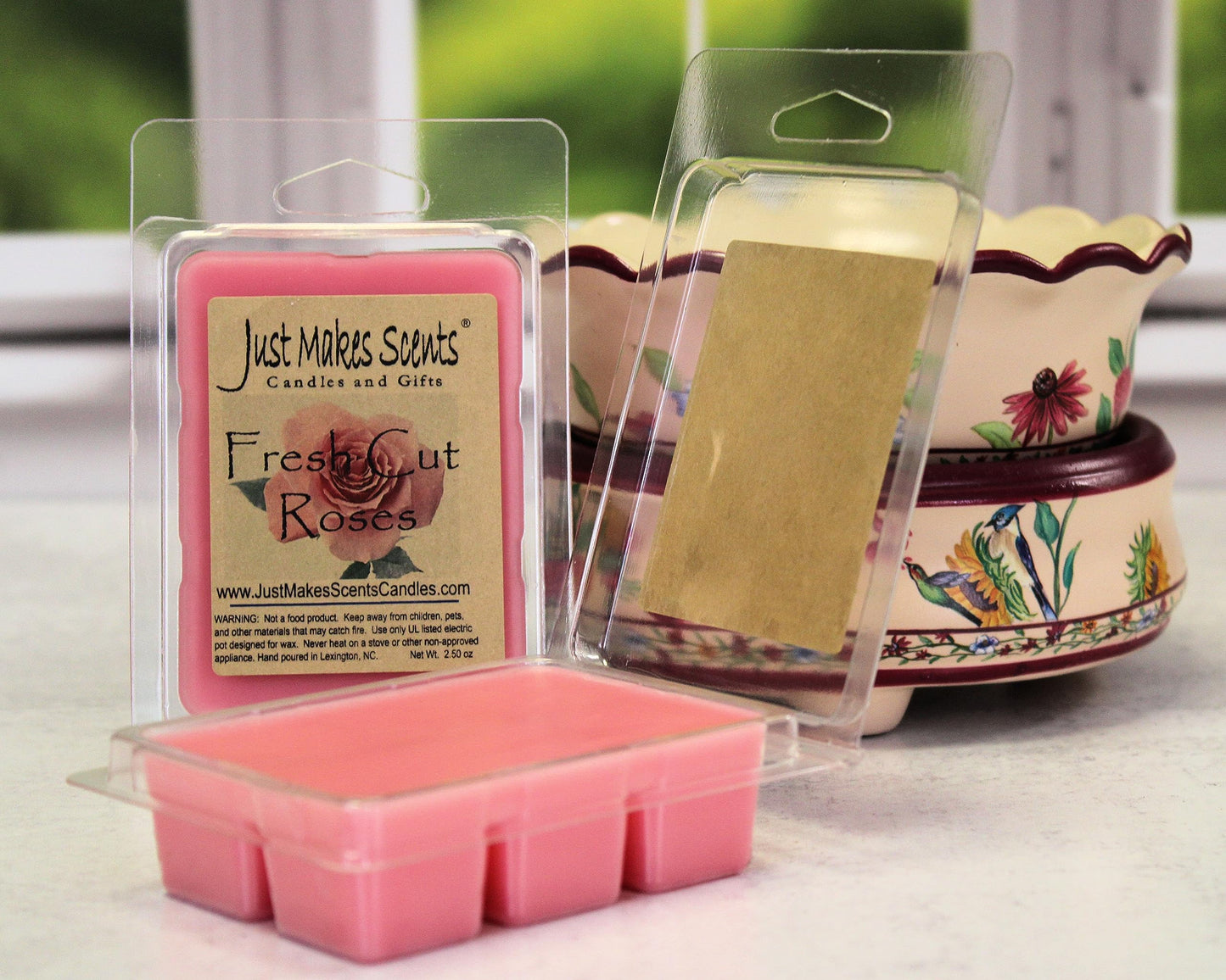 Just Makes Scents 4 Pack - Fresh Cut Roses Scented Soy Wax Melts | Bold Fragrance Wax Cubes | Hand Poured in The USA