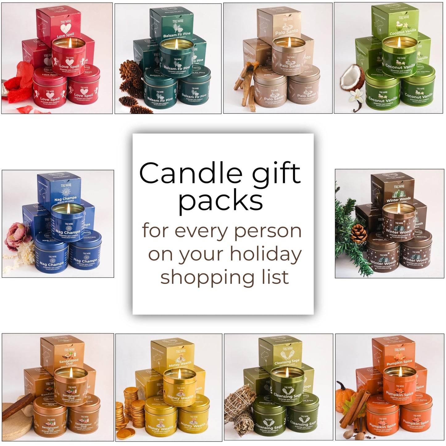 Balsam Fir Pine - Soy Candles for Home Scented - Pack of 3 x 5oz Natural Clean Non Toxic - for Fall Winter Christmas Holidays - Long Lasting Highly Scented Pet Safe - Velas Aromáticas para el Hogar