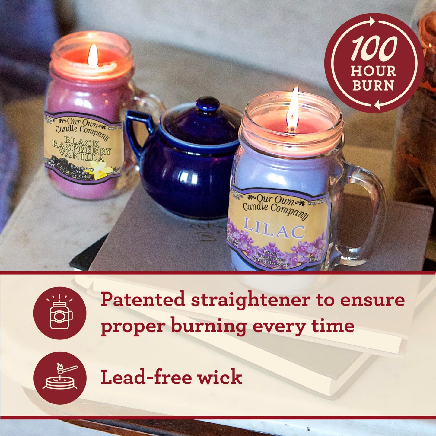 Our Own Candle Company Homemade Sugar Cookie Scented Mason Jar Candle, 100 Hour Burn Time, Made in The USA - 13 Ounces