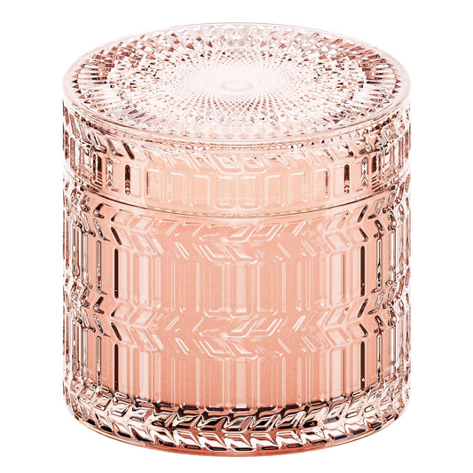 HIDDEN LABEL Sandalwood Rose Scented Candle, 7.4 oz Soy Wax Wood Wick Candle, 55Hours Clean Burn,Pink Decorative Jar Candle for Home, Bedroom, Bathroom, Gifts for Women