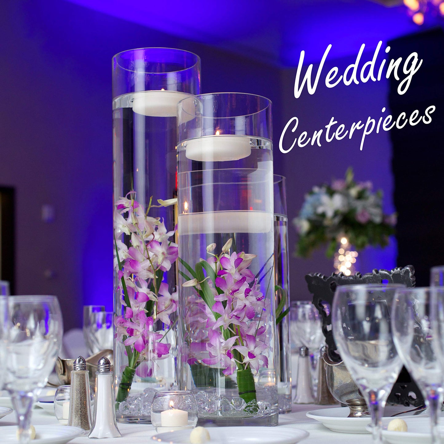CYS Excel Glass Cylinder Vase (H:10" D:5") | Multiple Size Choices Glass Flower Vase Centerpieces | Hurricane Floating Candle Holder Vase