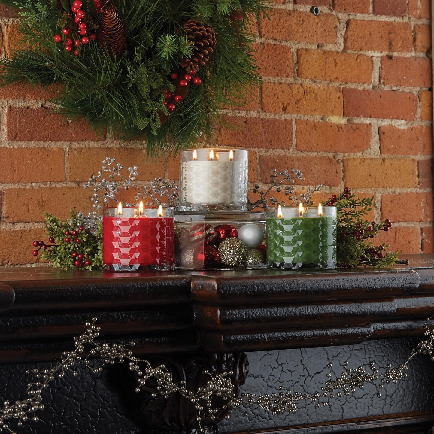 Root Candles Holiday Scented Candles Honeycomb Glass Premium 3-Wick Handcrafted Beeswax Blend Candle, 12-Ounce, Hollyberry