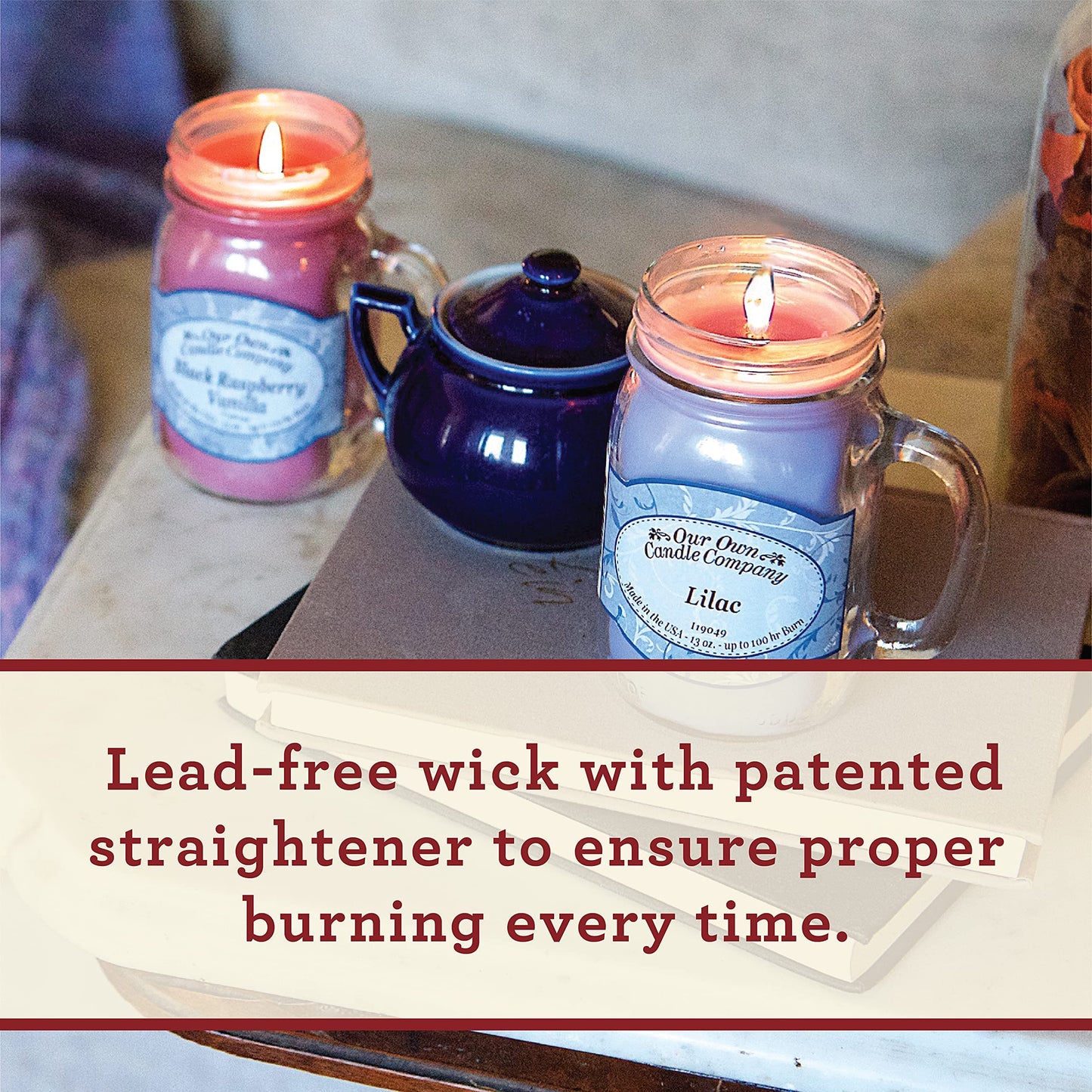 Our Own Candle Company, Lilac Scented Mason Jar Candle, 100 Hour Burn Time, 13 Ounces