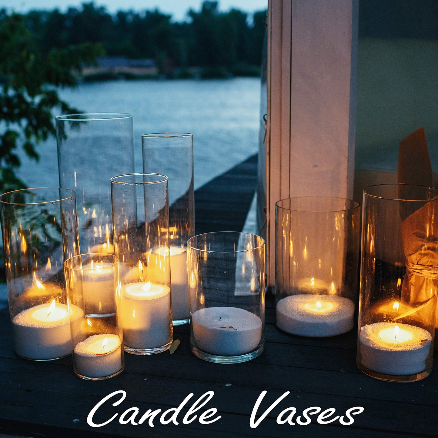CYS Excel Clear Glass Cylinder Vase (H:28" D:4") | Multiple Size Choices Glass Flower Vase Centerpieces | Hurricane Floating Candle Holder Vase